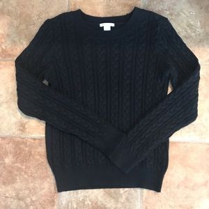 H & M Basic Black Cable Knit Crew Neck Sweater
